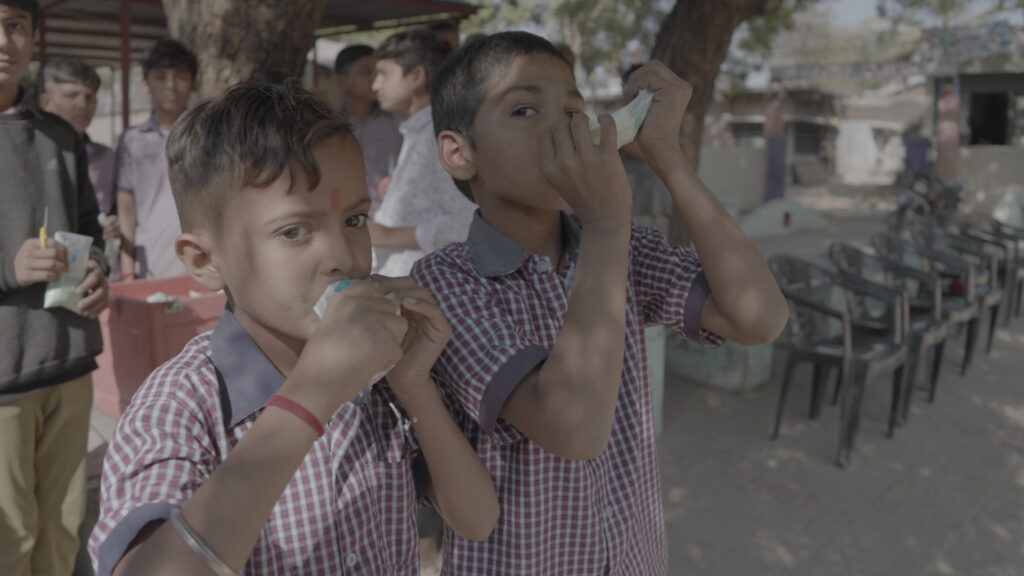 What is a sustainable diet - Boys drinking cow milk in India