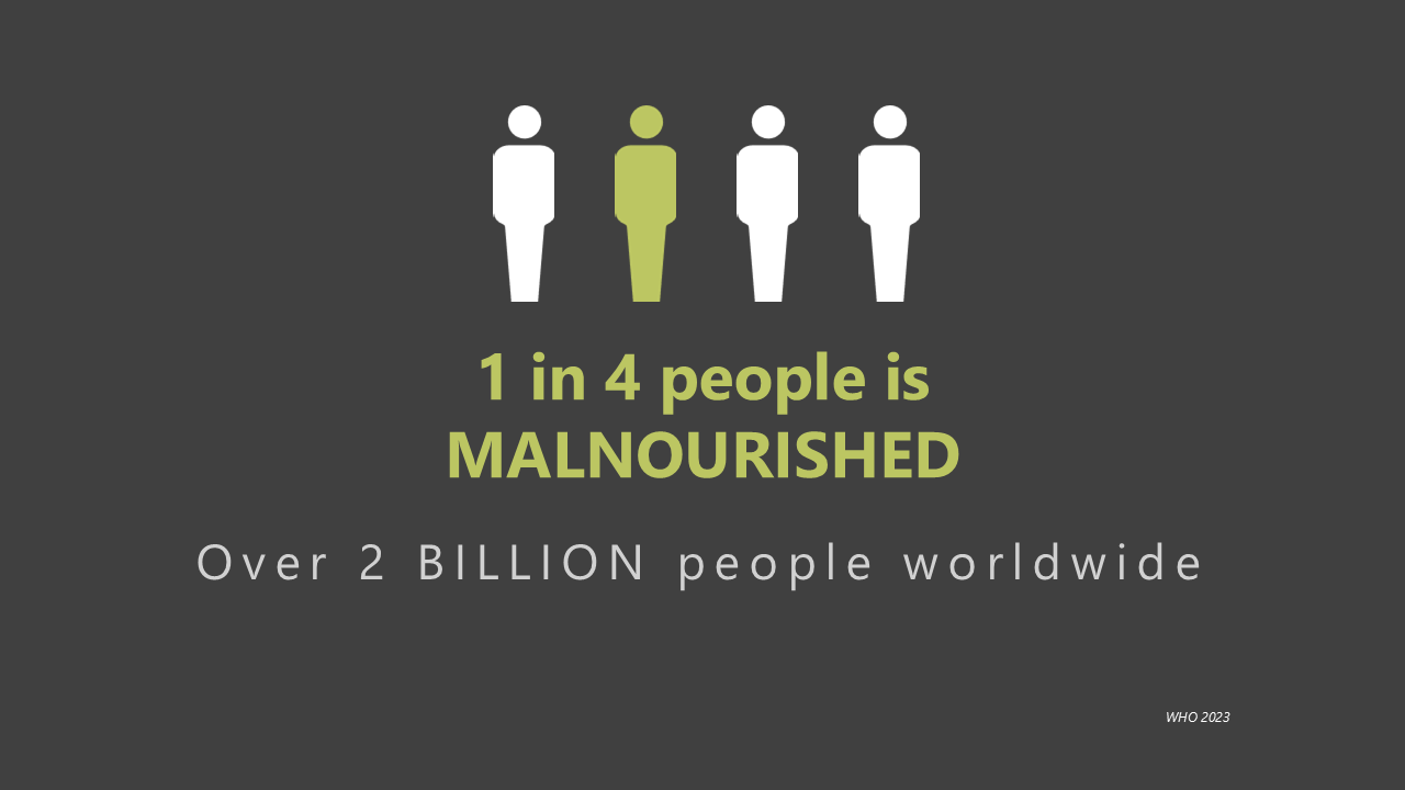 Sustainable diet blog - one in four malnourished graphic