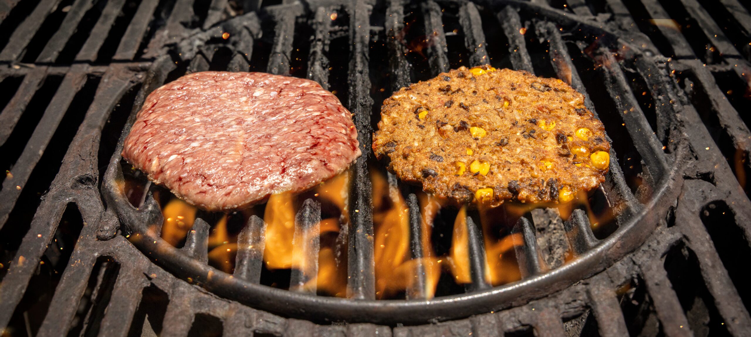 beef and vegan burger